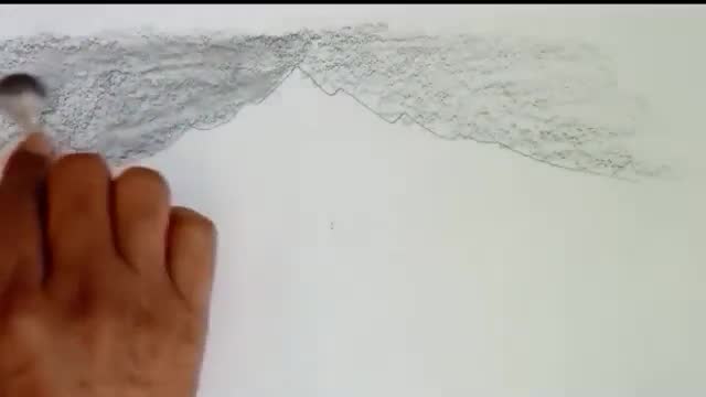 Pencil drawing landscape scenery/ Snow mountain landscape drawing with pencil