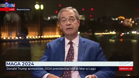 "He's running!": Nigel Farage reacts to Donald Trump announcing 2024 presidential bid