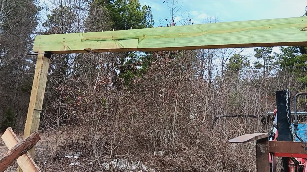 Drying shed for timber. 20' lintel beam installed.