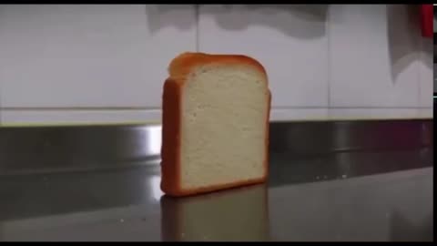 piece of bread takes a bow instead of falling over meme