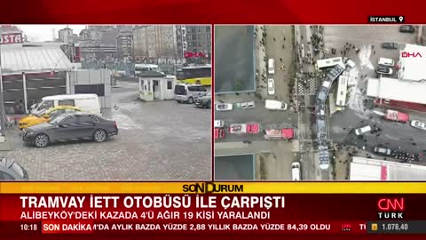 İstanbul'da korkunç kaza! Tramvay ile İETT otobüsü çarpıştı! Çok sayıda yaralı var