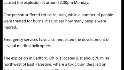 EXPLOSION At Metal Manufacturing Plant In Ohio - 1 Person Critically Injured