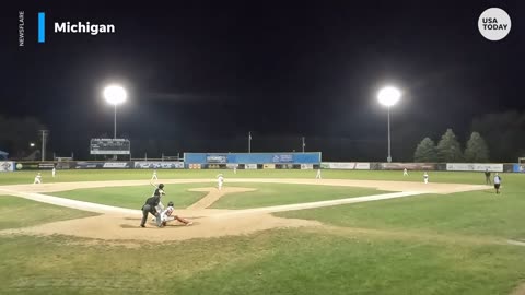 Batter smashes camera with a foul hit