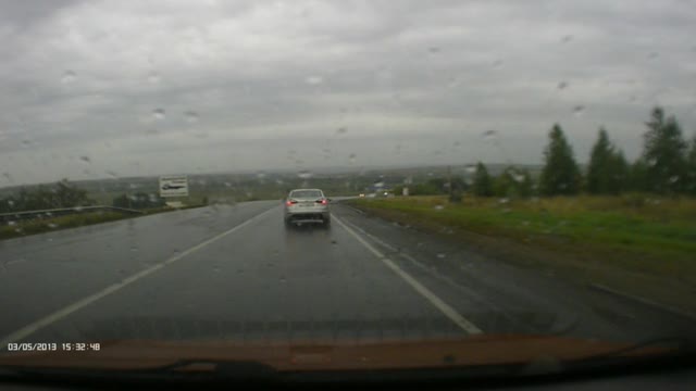 Truck Skidding on Highway on Wet Roads