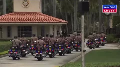 Looks like all the police officers want to escort President Trump.
