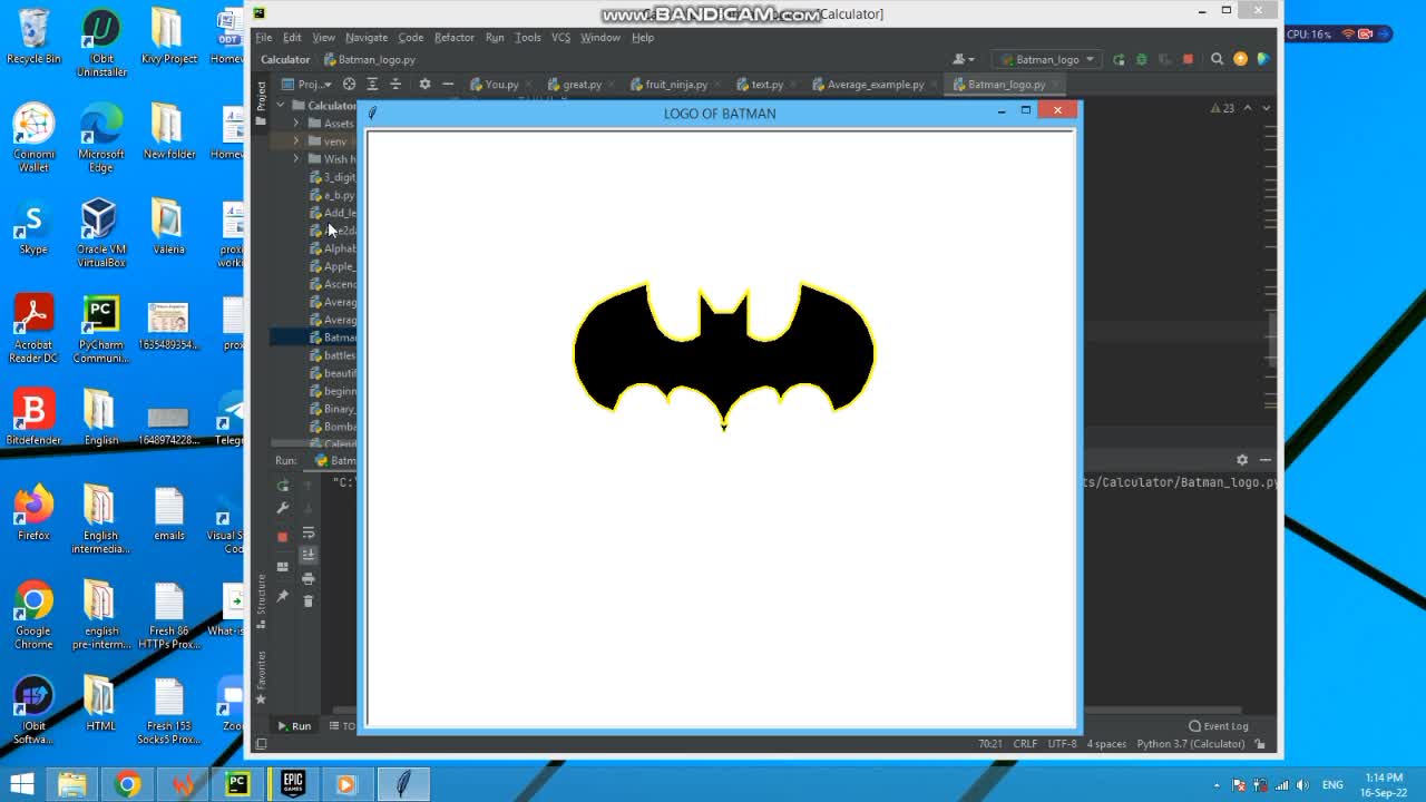 How to draw a Batman logo on a python in 29/09/22 | Gimh Lang online courses