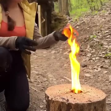 the woman stays in the woods and does everything and she lacks affection #outdoors #survival