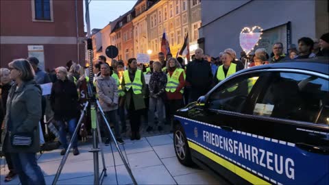 Eröffnung, Andaсht, Reden Veranstalter - BAUTZEN, Kornmarkt, 24 10 2022, 90. MAHNWACHE