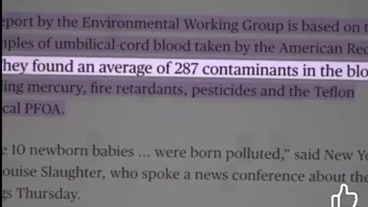 287 CHEMICALS FOUND IN BABY CORD BLOOD