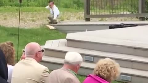 Children provide a sense of humor to a wedding - Ring Bearer Falls!