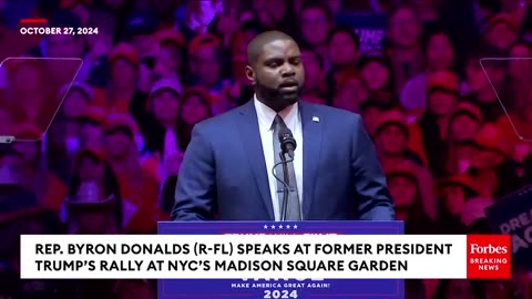 JUST IN- Byron Donalds Mocks Kamala Harris At Trump's Rally At Madison Square Garden In NYC