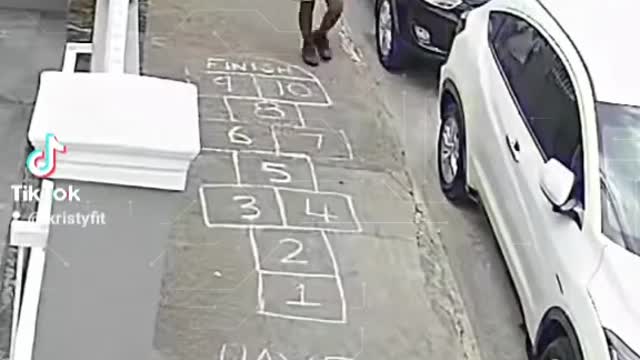 Hopscotch on the sidewalk to see what people would do