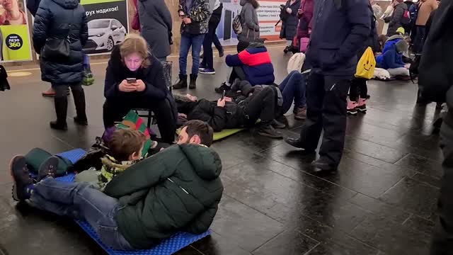 Kyiv residents shelter in metro during missile attack