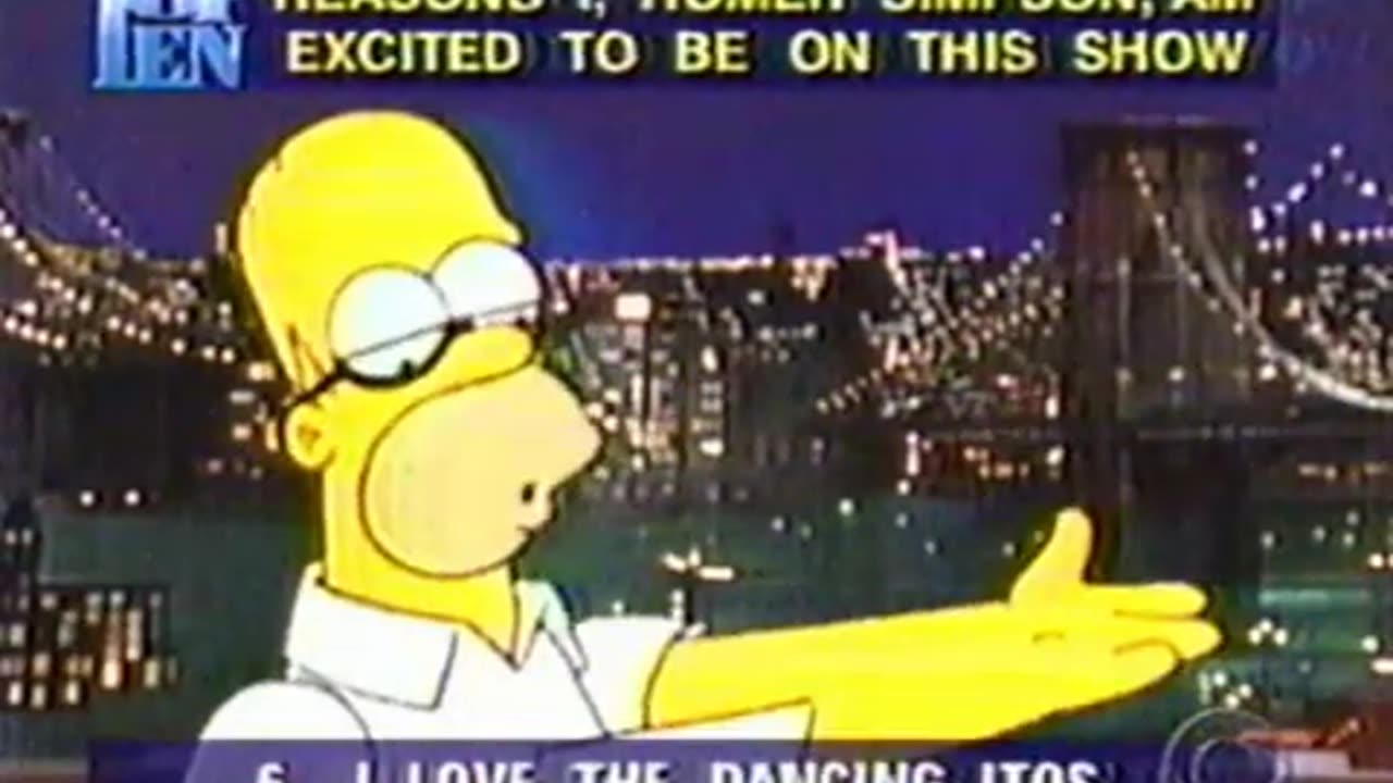 Homer Simpson - Top Ten Reasons I Am Excited To Be On This Show (Late Show)