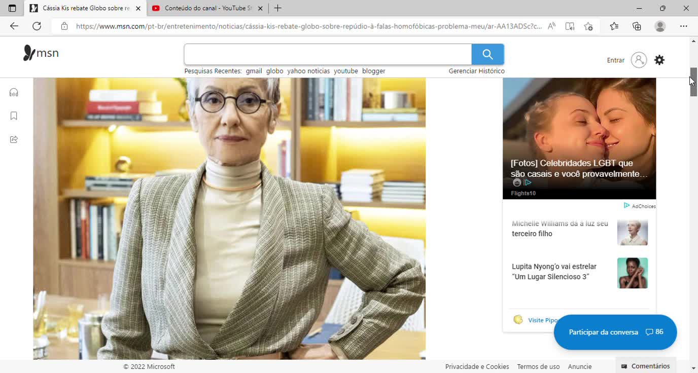 Cássia Kis rebate Globo sobre repúdio à falas homofóbicas “Problema meu”