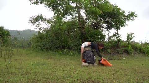 24 HOURS CAMPING IN THE RAIN - HEAVY RAIN - THUNDERSTORMS - RELAXING IN TENT WITH NATURE SOUNDS