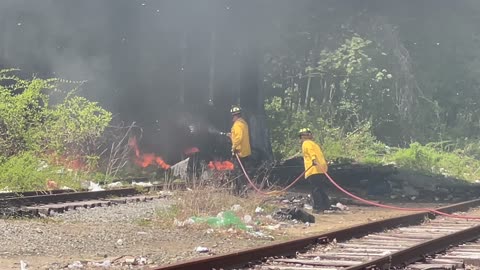 Homeless Camp Debris, Dumpster Fire In Concord May 10