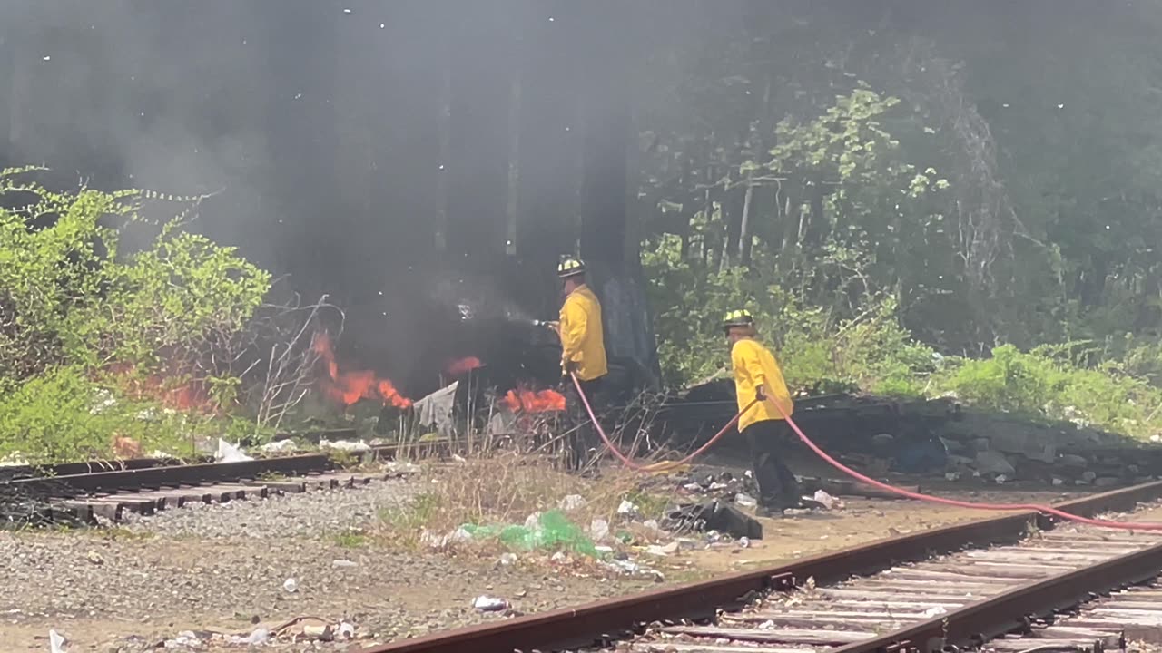 Homeless Camp Debris, Dumpster Fire In Concord May 10