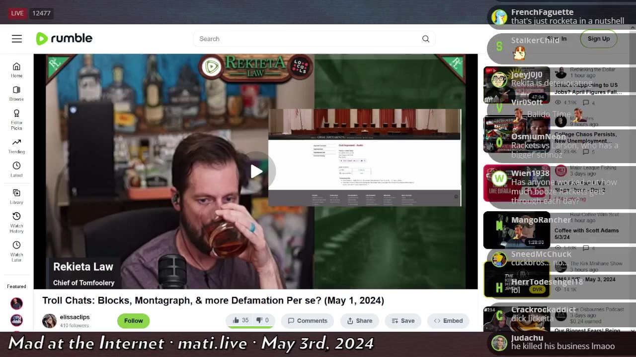 Rekieta chimps out - Mad at the Internet