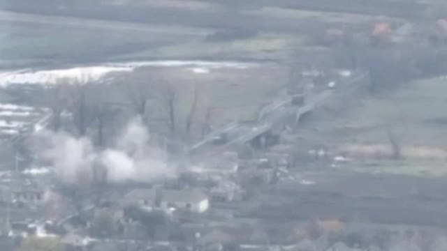 A Ukrainian truck with ammunition hit near Terny, Donbass.