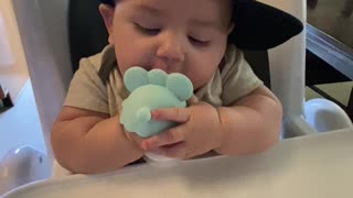 Baby enjoys new teether!!