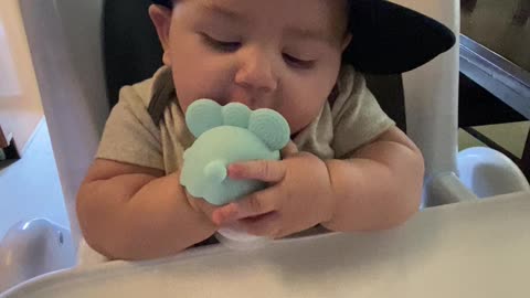 Baby enjoys new teether!!