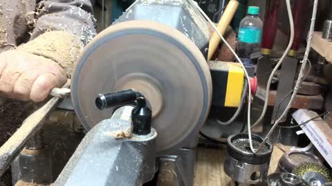 woodturning a pewter shavings dish13