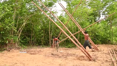 39 Day Complete Bamboo Two-Story House And Swimming Pools[Full Video]