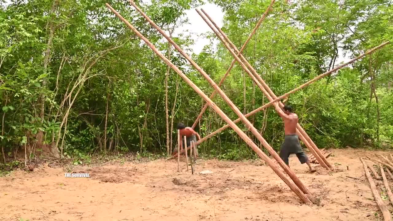 39 Day Complete Bamboo Two-Story House And Swimming Pools[Full Video]
