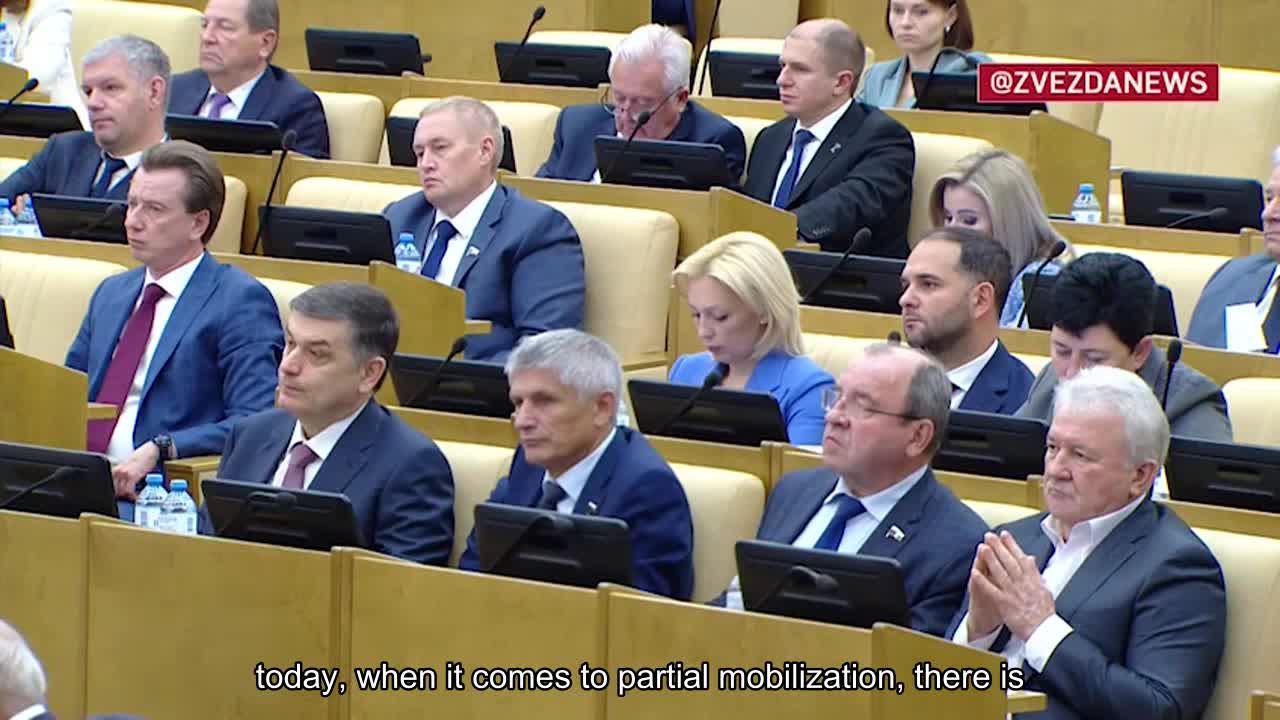 Speaker Derzhdumi Volodin seems to be that if you want to mobilize Russian deputies, then you need