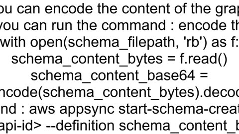 How to provide blob of graphql schema to aws appsync api