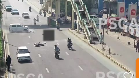 Overspeed Car Hits Motorcyclist on Main Road!