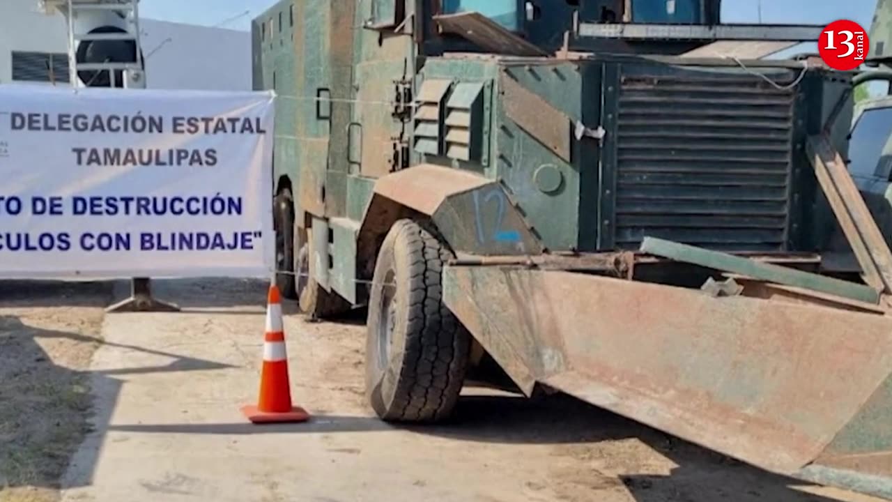 Mexican government destroys armoured trucks seized from alleged gangs