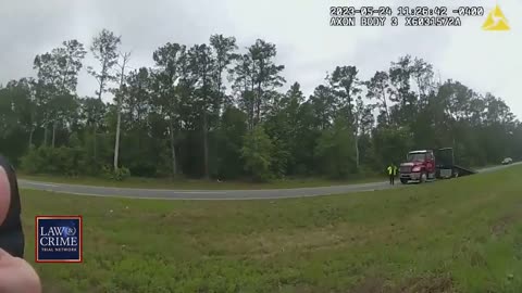 Bodycam footage captures the moment a distracted driver launched their car off