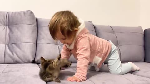 Cute Baby Meets New Baby Kitchen For First Time❤