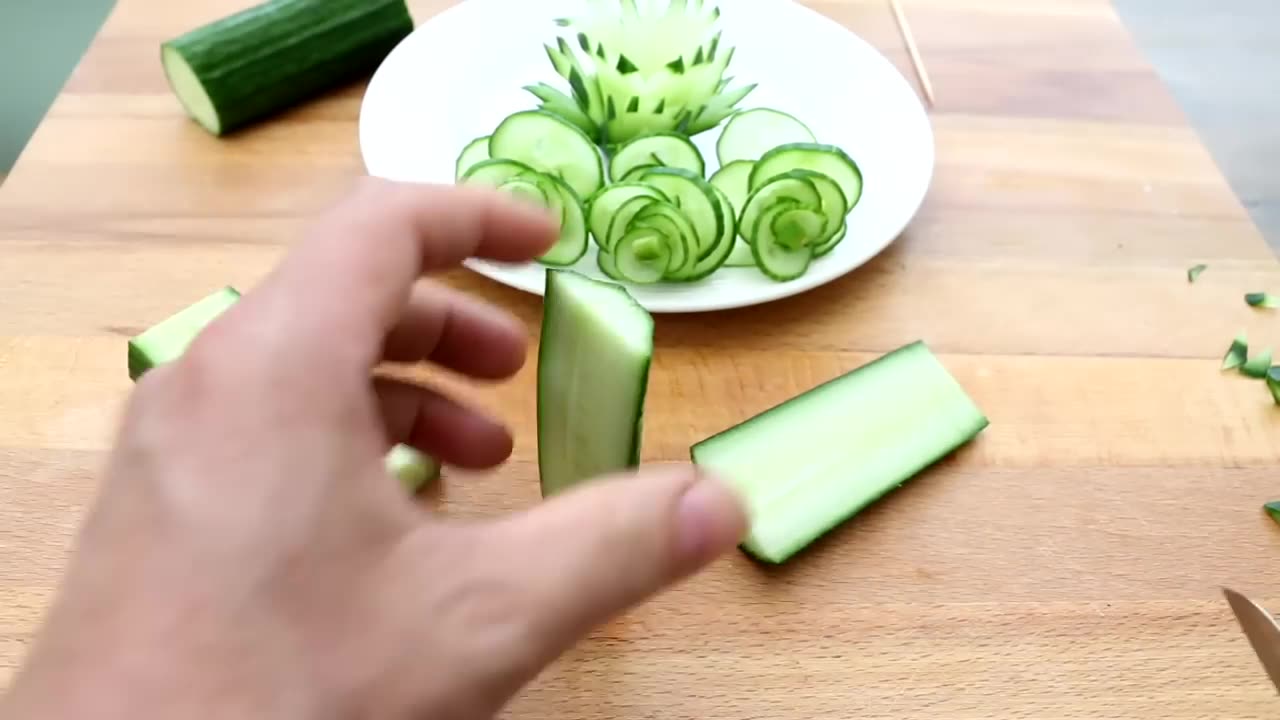 Art In Cucumber Show | Vegetable Carving Garnish | Cucumber Rose