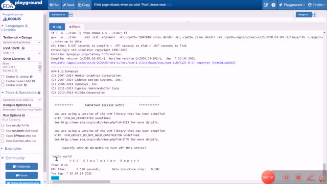 system verilog hello world