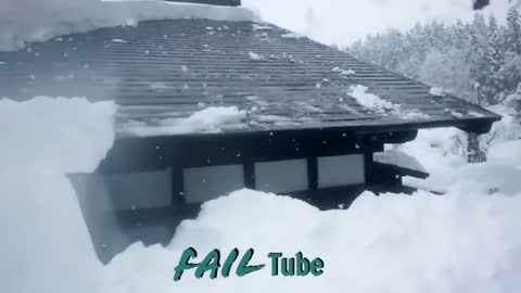 Awesome Roof Snow Removal Tools ! Amazing Snow Sliding Off The Roof