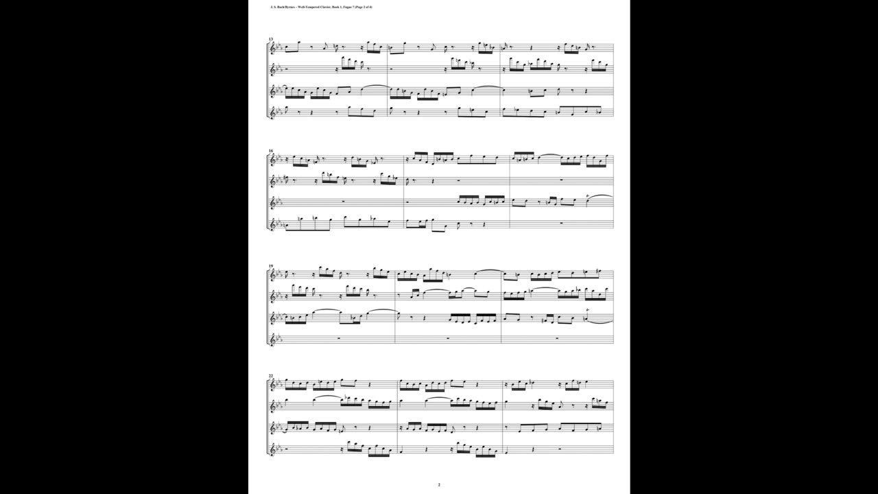 J.S. Bach - Well-Tempered Clavier: Part 1 - Fugue 07 (Flute Quartet)