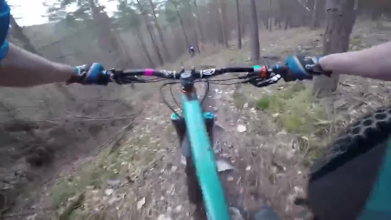 A cyclist walking around the woods