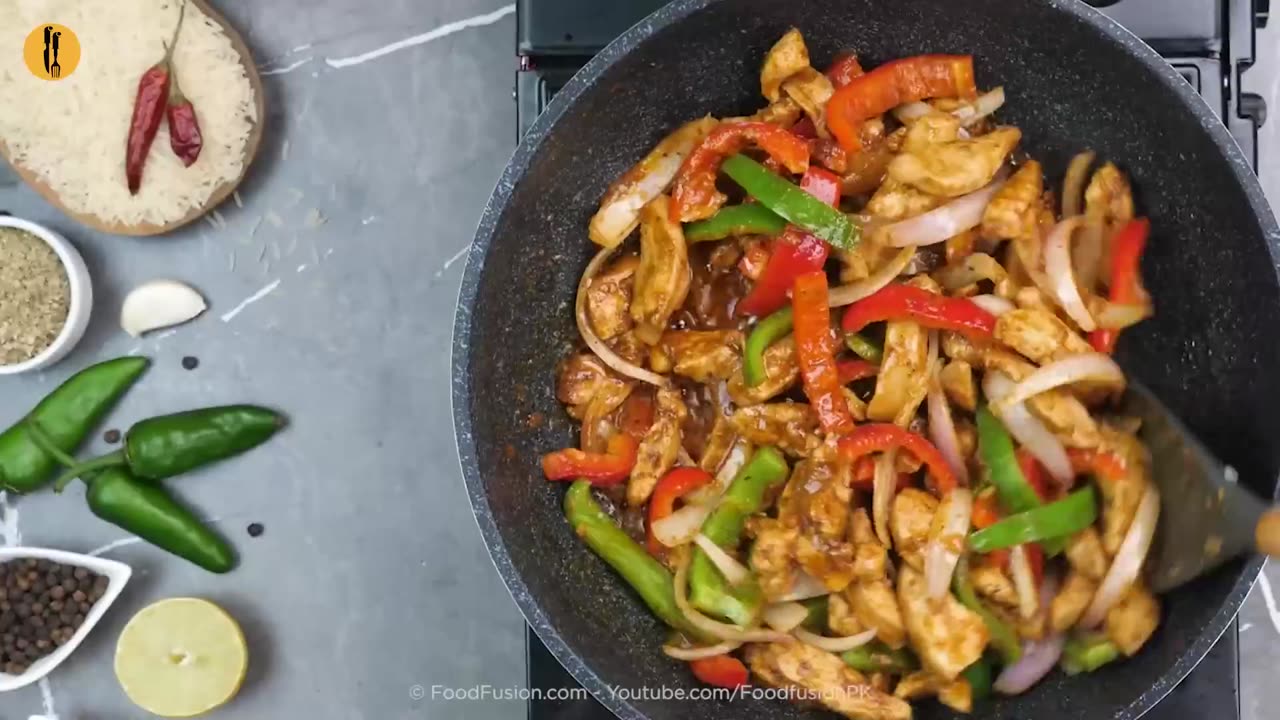 Chicken fajita with boiled rice recipe