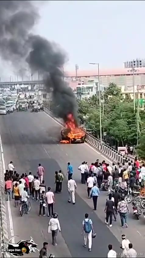 Curious indians had to run from haunted blazing car.mp4