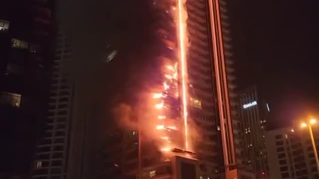 Huge fire races up 35-storey Dubai tower