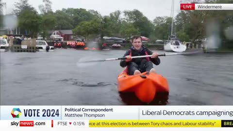 Liberal Democrat leader Sir Ed Davey falls while campaigning in Lake Windermere Sky News Live
