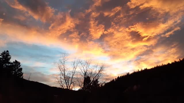 Sunrise windy clouds beautiful sky in Central City Black Hawk Colorado gold rush of 1859