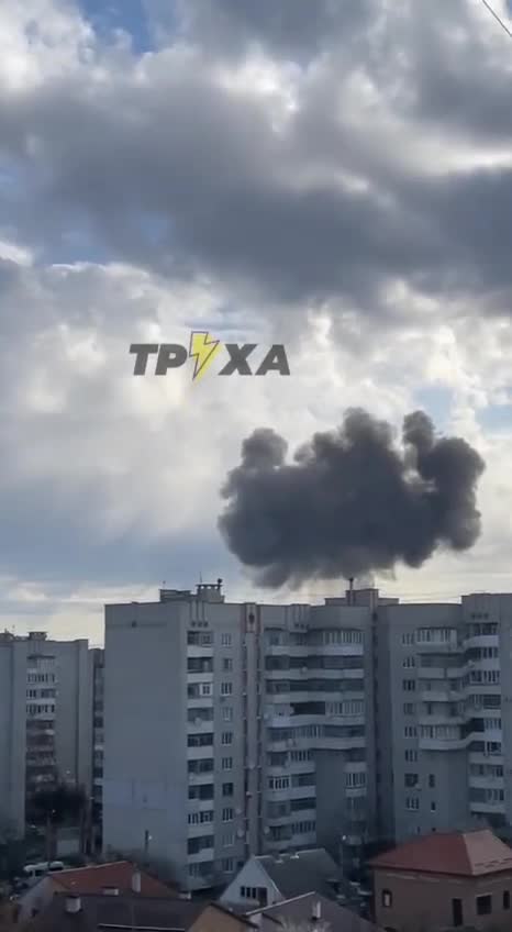 Ukraine War - Footage of burning objects in Lviv