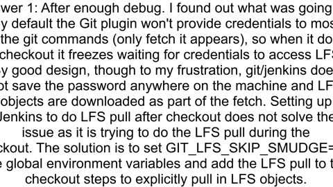 Jenkins git checkout freezing on credentials for LFS