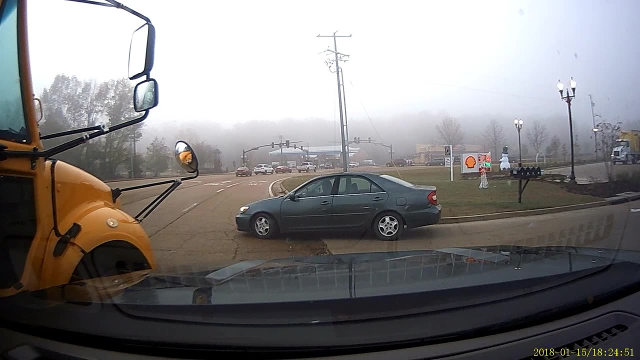 School Bus Fails To Use Blinker