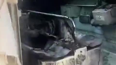 The damage inflicted on an Israeli personnel carrier by resistance forces in Gaza