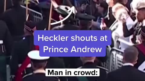 Heckler shouts atPrince Andrew